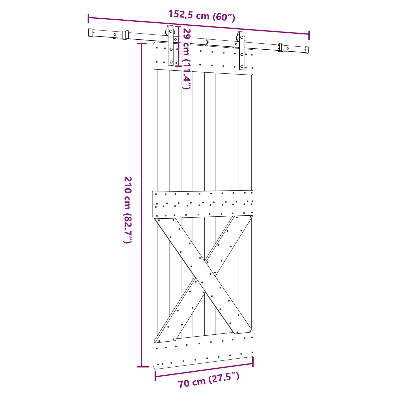 Klizna vrata NARVIK 70 x 210 cm (152,5 cm) Prirodna i crna