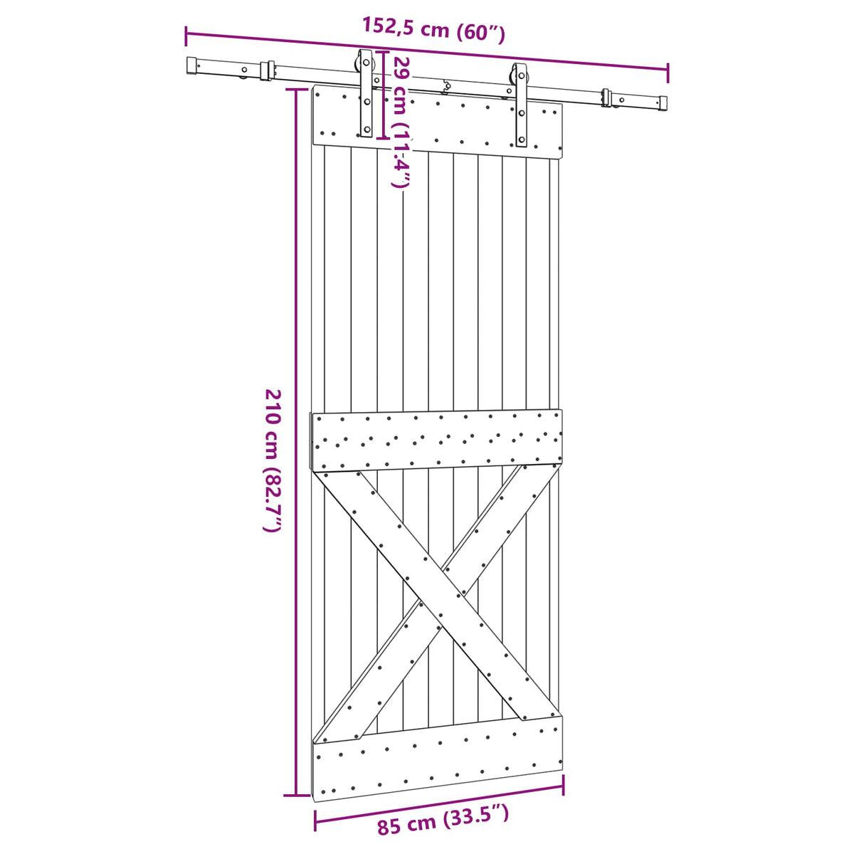 Klizna vrata NARVIK 85 x 210 cm (152,5 cm) Prirodna i crna