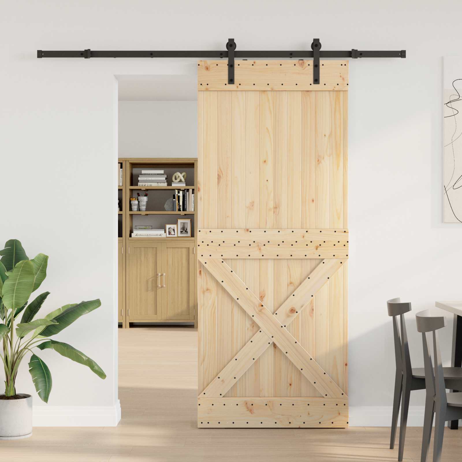 Klizna vrata NARVIK Prirodna i crna 95 x 210 cm (213,5 cm)