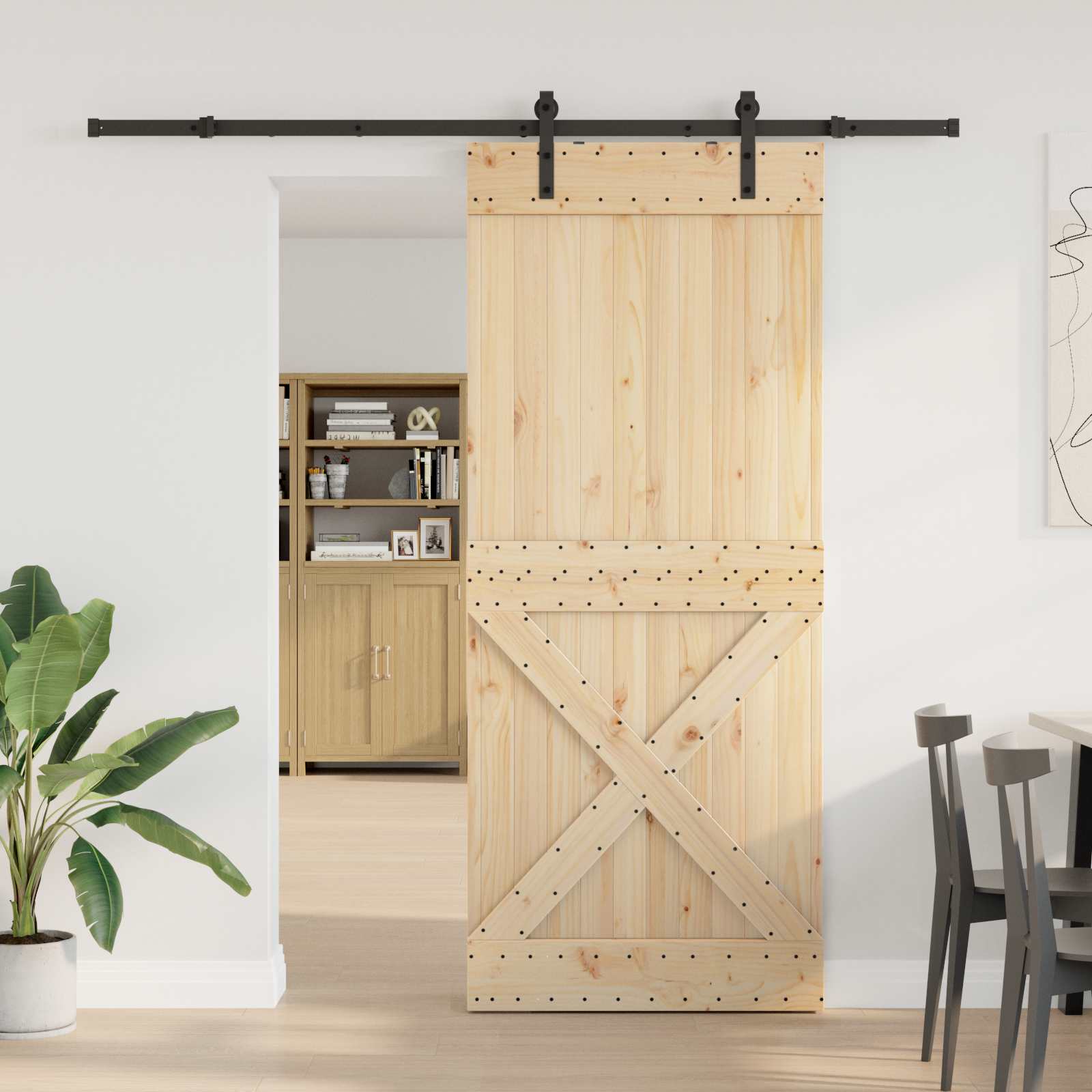 Klizna vrata NARVIK Prirodna i crna 100 x 210 cm (213,5 cm)