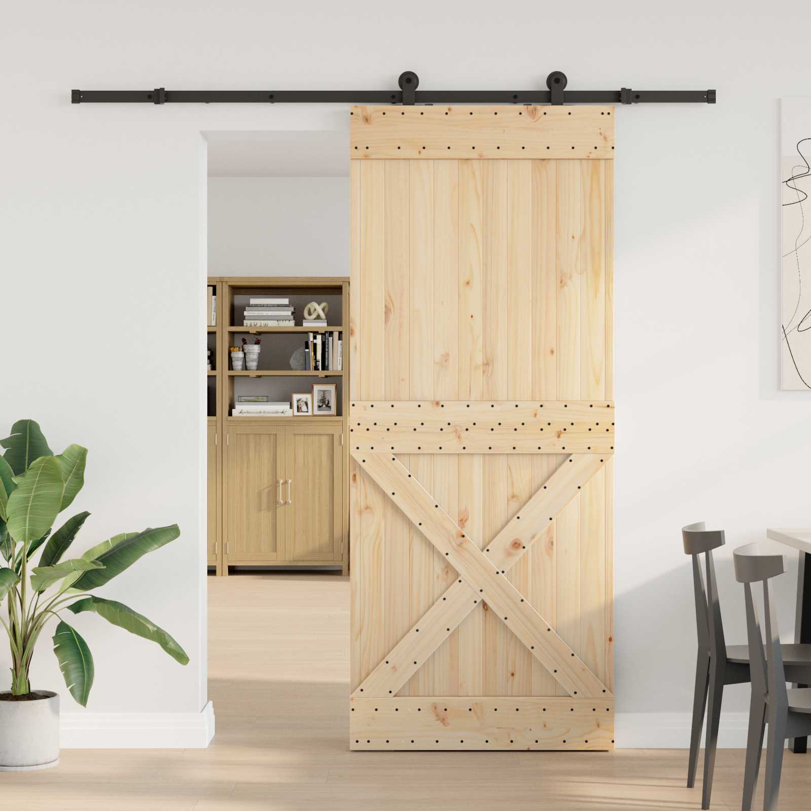 Klizna vrata NARVIK Prirodna i crna 95 x 210 cm (213,5 cm)