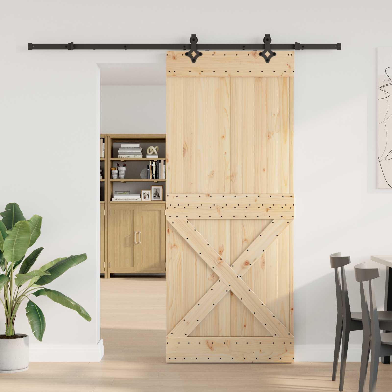 Klizna vrata NARVIK Prirodna i crna 95 x 210 cm (213,5 cm)