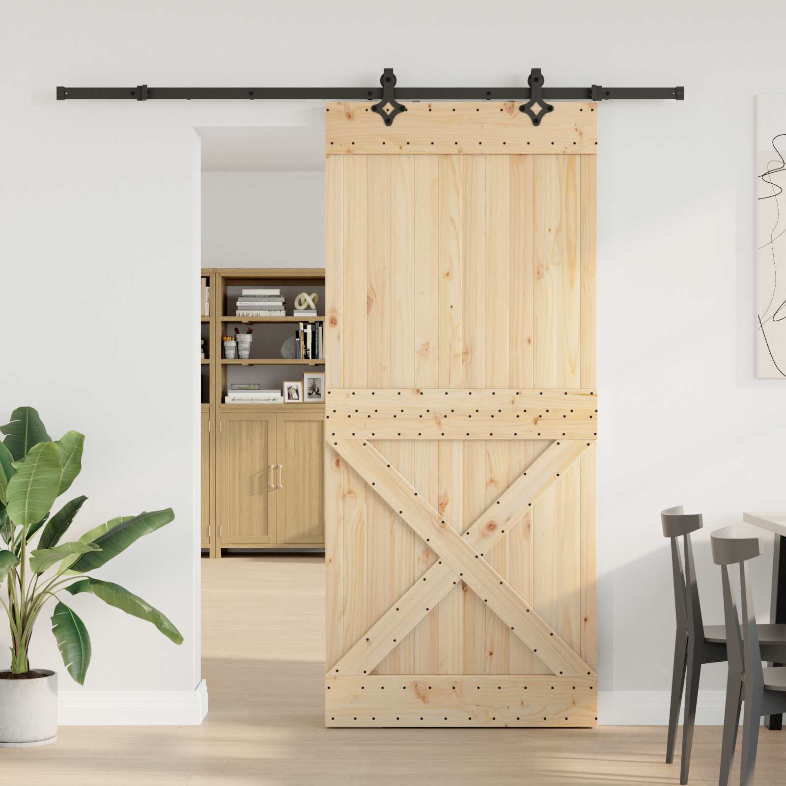 Klizna vrata NARVIK Prirodna i crna 100 x 210 cm (213,5 cm)