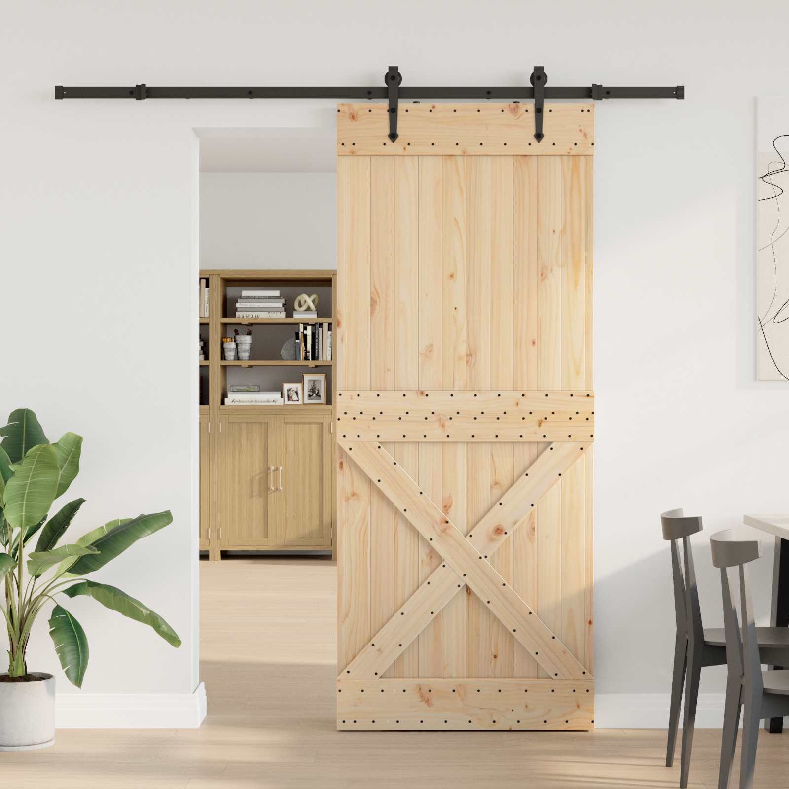 Klizna vrata NARVIK Prirodna i crna 95 x 210 cm (213,5 cm)