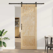 Klizna vrata Prirodna i crna 83 x 232 cm Masivna borovina