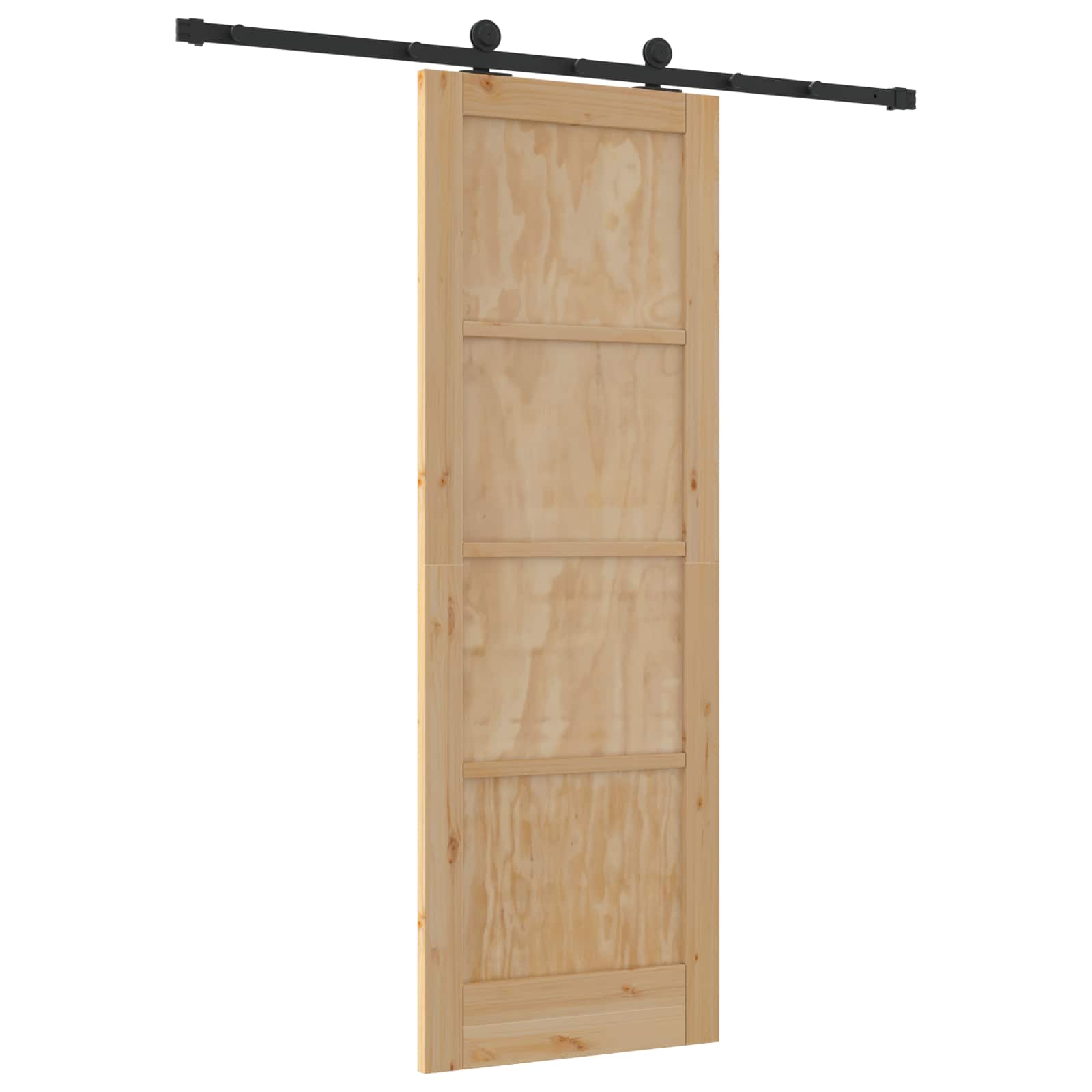 Klizna vrata Prirodna i crna 73,5 x 211 cm Masivna borovina
