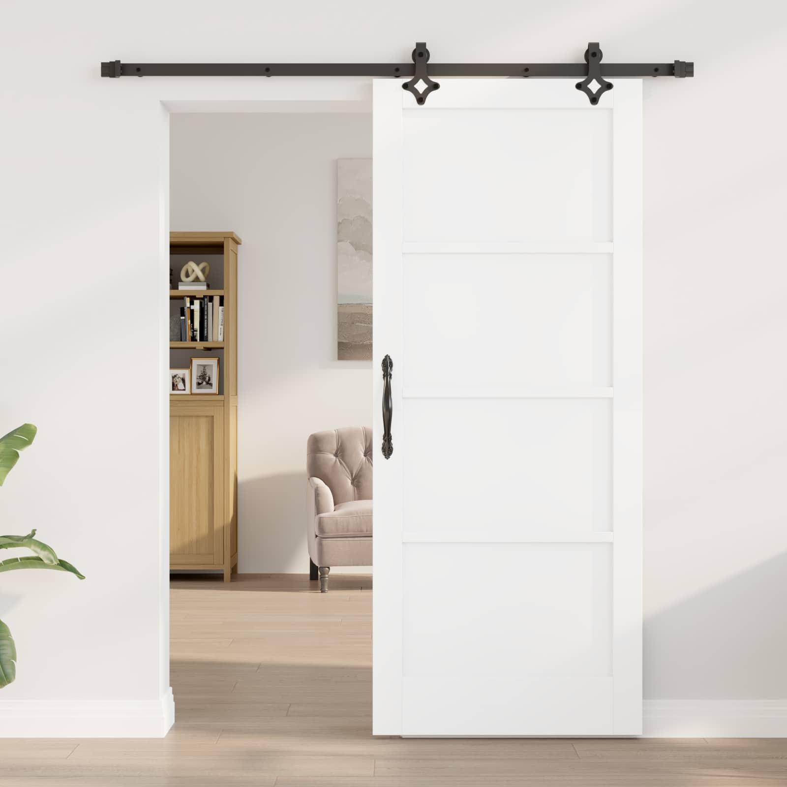 Klizna vrata Bijela i crna 83 x 202 cm Masivna borovina