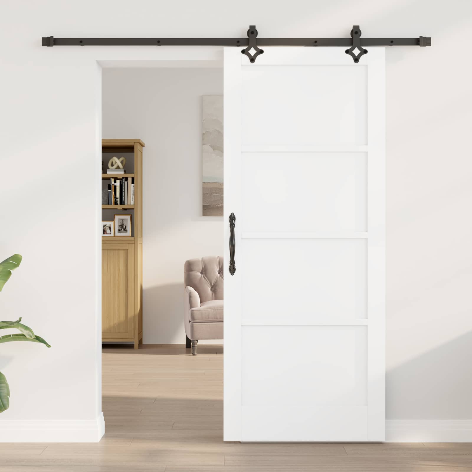 Klizna vrata Bijela i crna 83 x 202 cm Masivna borovina