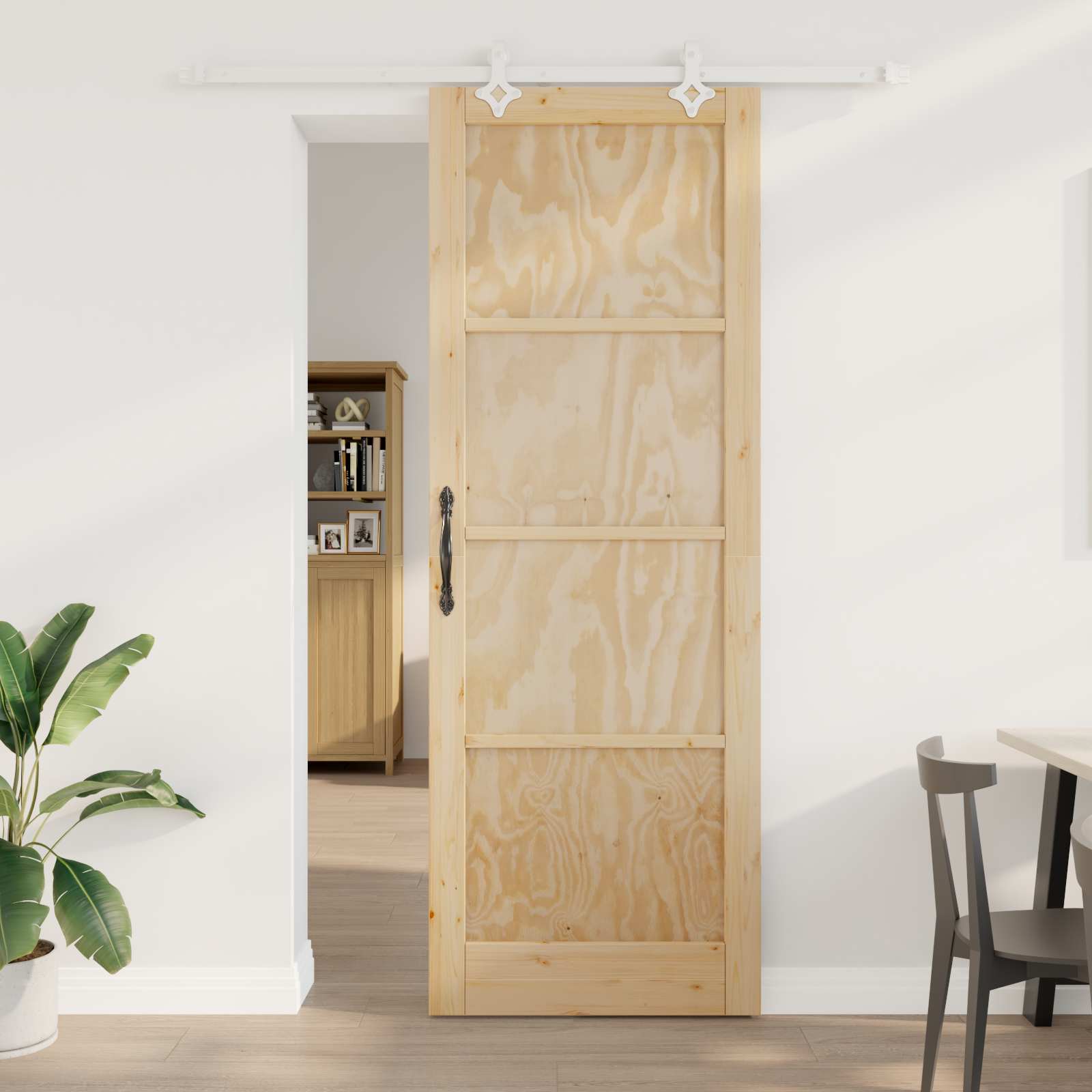 Klizna vrata Prirodna i bijela 83 x 232 cm Masivna borovina