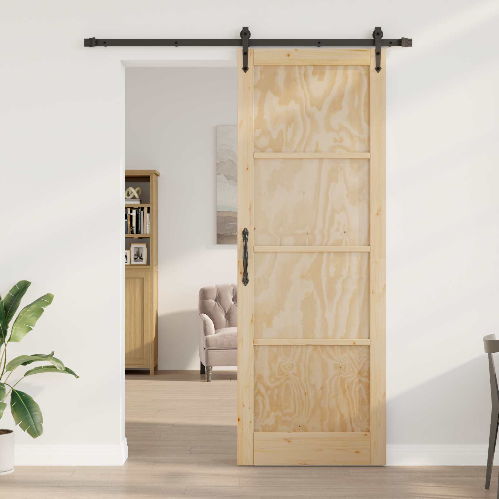 Klizna vrata ORKDAL Prirodna i crna 83 x 232 cm