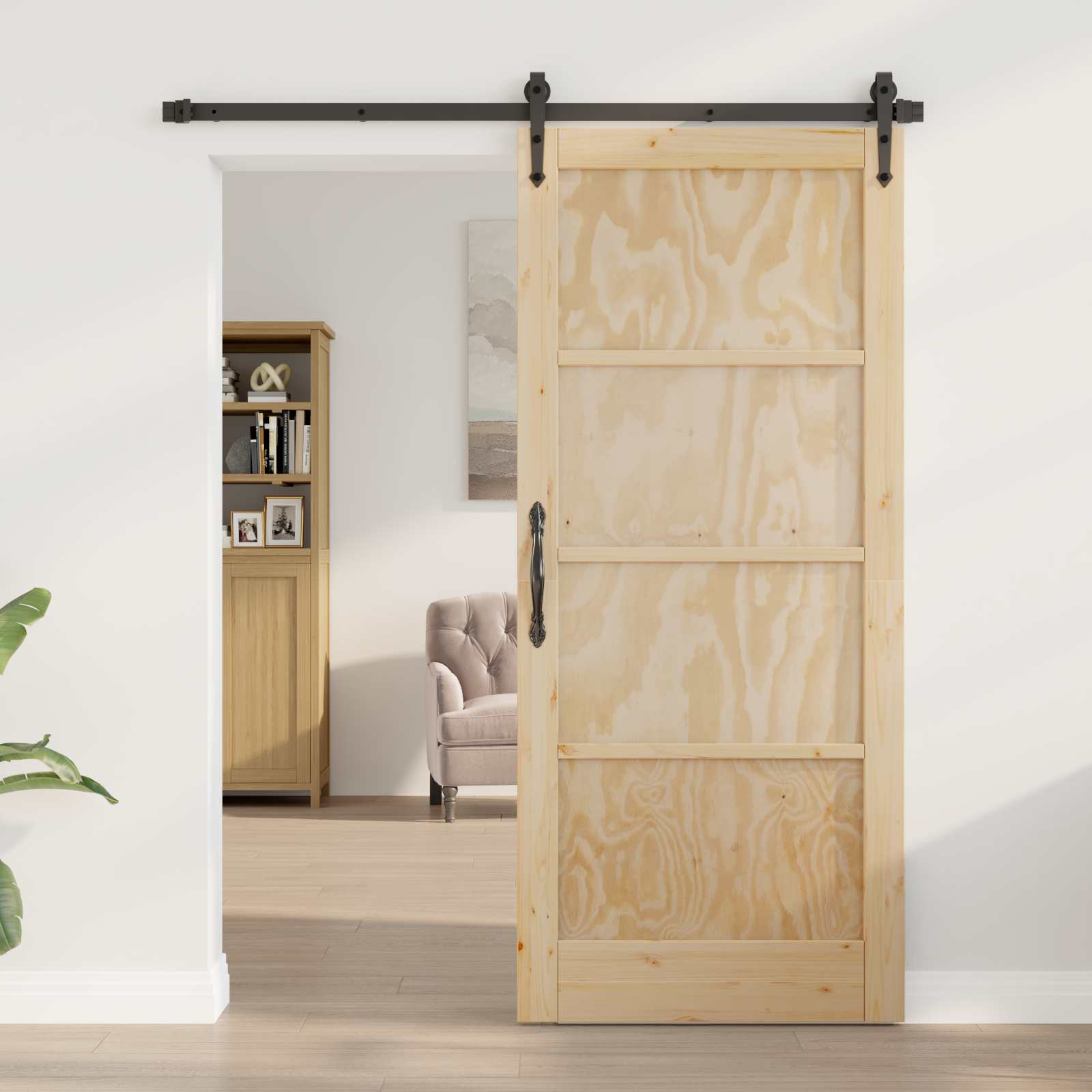 Klizna vrata ORKDAL Prirodna i crna 86 x 211 cm