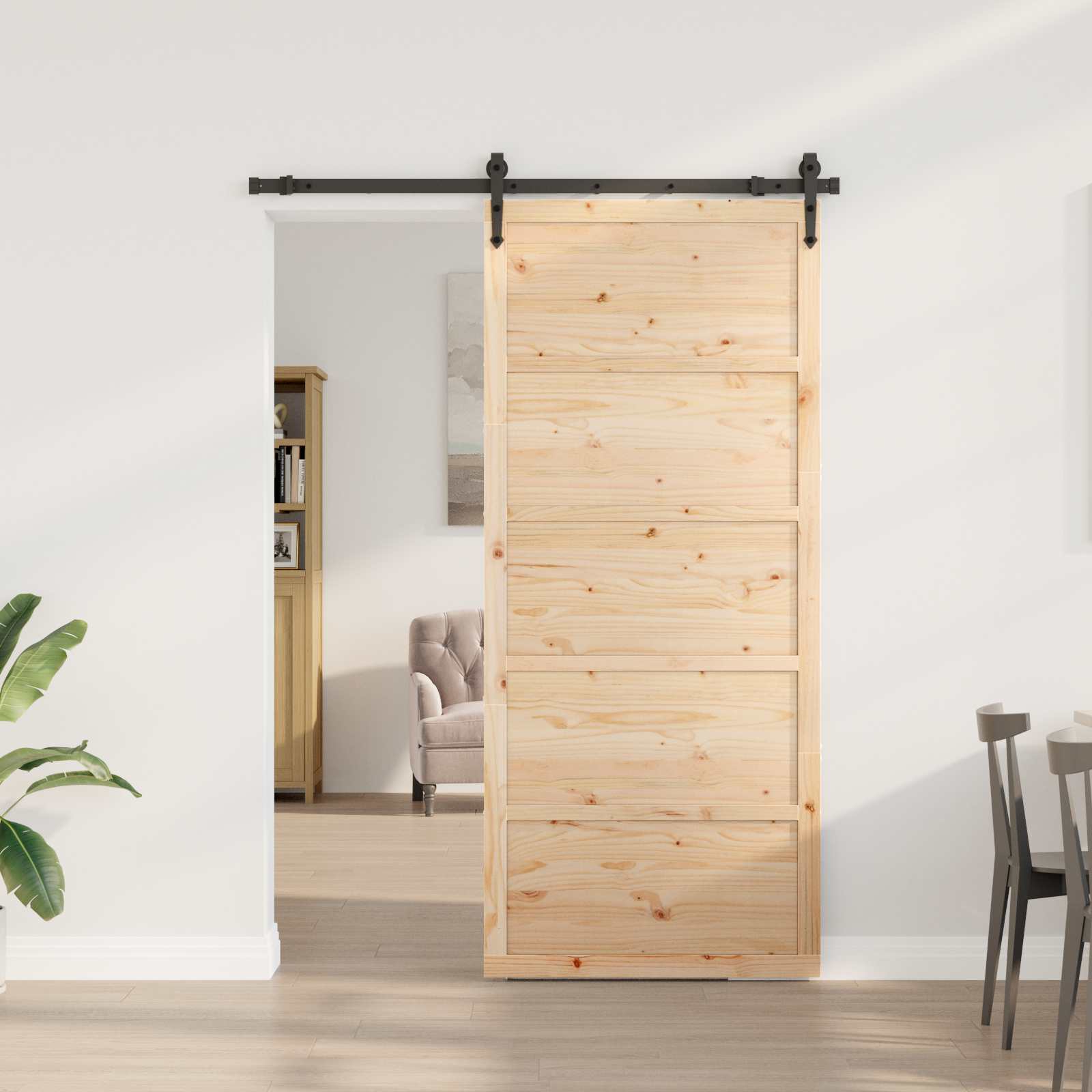 Klizna vrata Prirodna 80 x 208 cm Masivna borovina