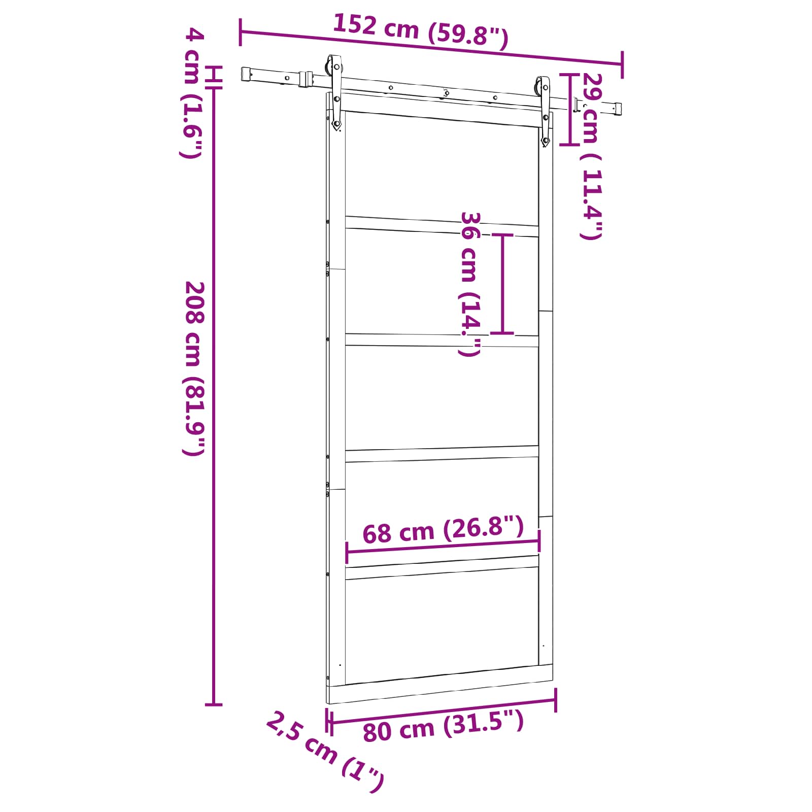 Klizna vrata Prirodna 80 x 208 cm Masivna borovina