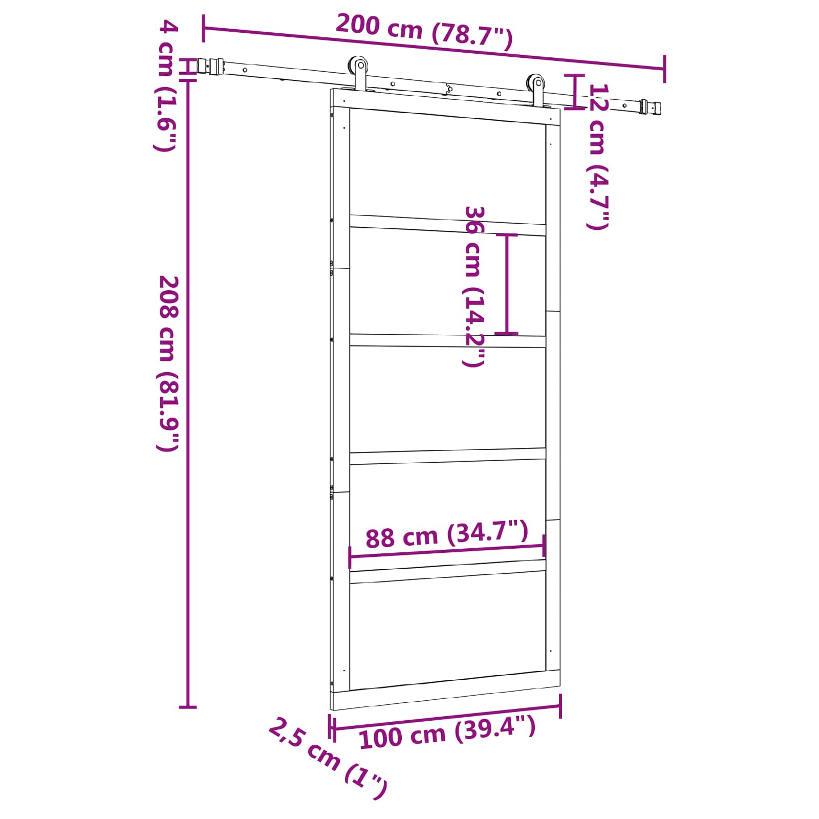 Klizna vrata Prirodna 100 x 208 cm Masivna borovina