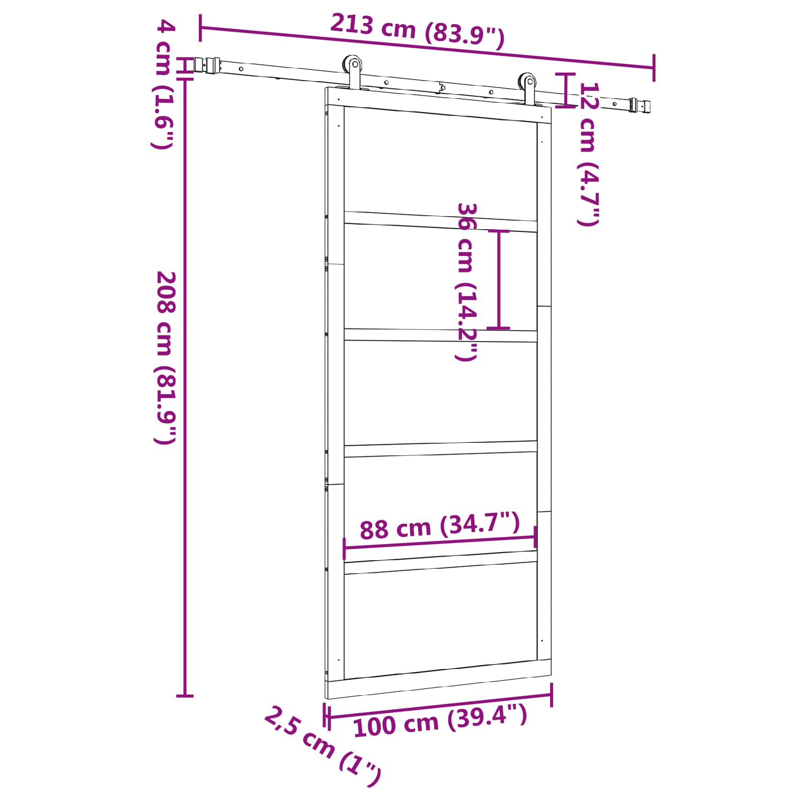 Klizna vrata Prirodna 100 x 208 cm Masivna borovina
