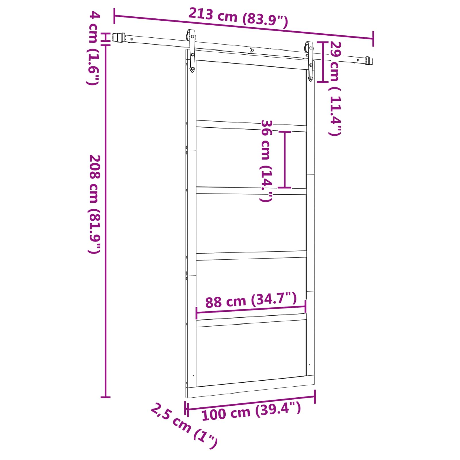 Klizna vrata Prirodna 100 x 208 cm Masivna borovina