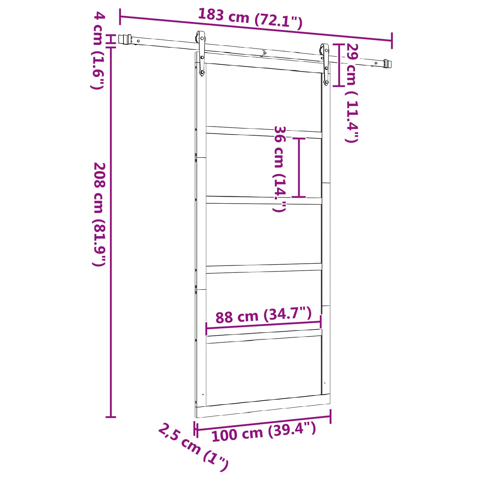 Klizna vrata Prirodna 100 x 208 cm Masivna borovina