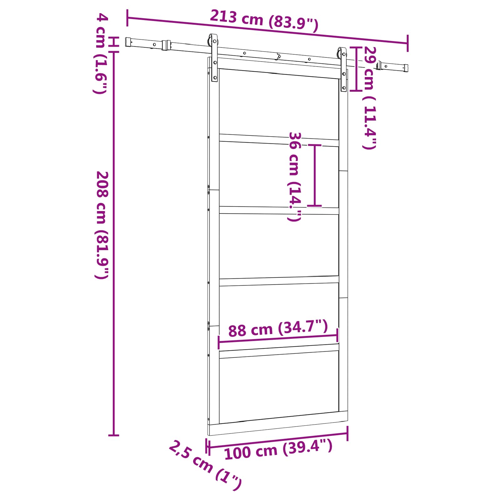 Klizna vrata Prirodna 100 x 208 cm Masivna borovina