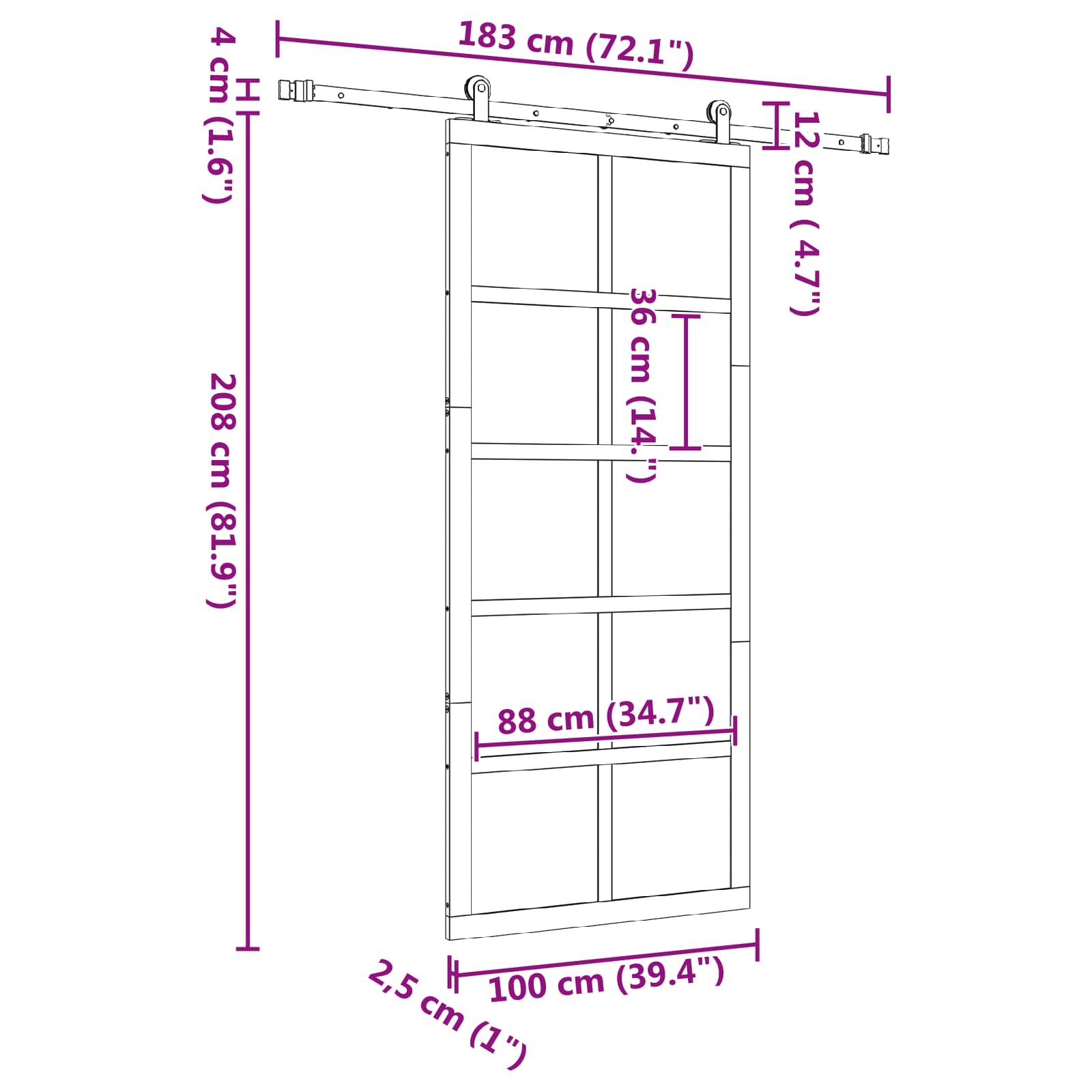 Klizna vrata Prirodna 100 x 208 cm Masivna borovina
