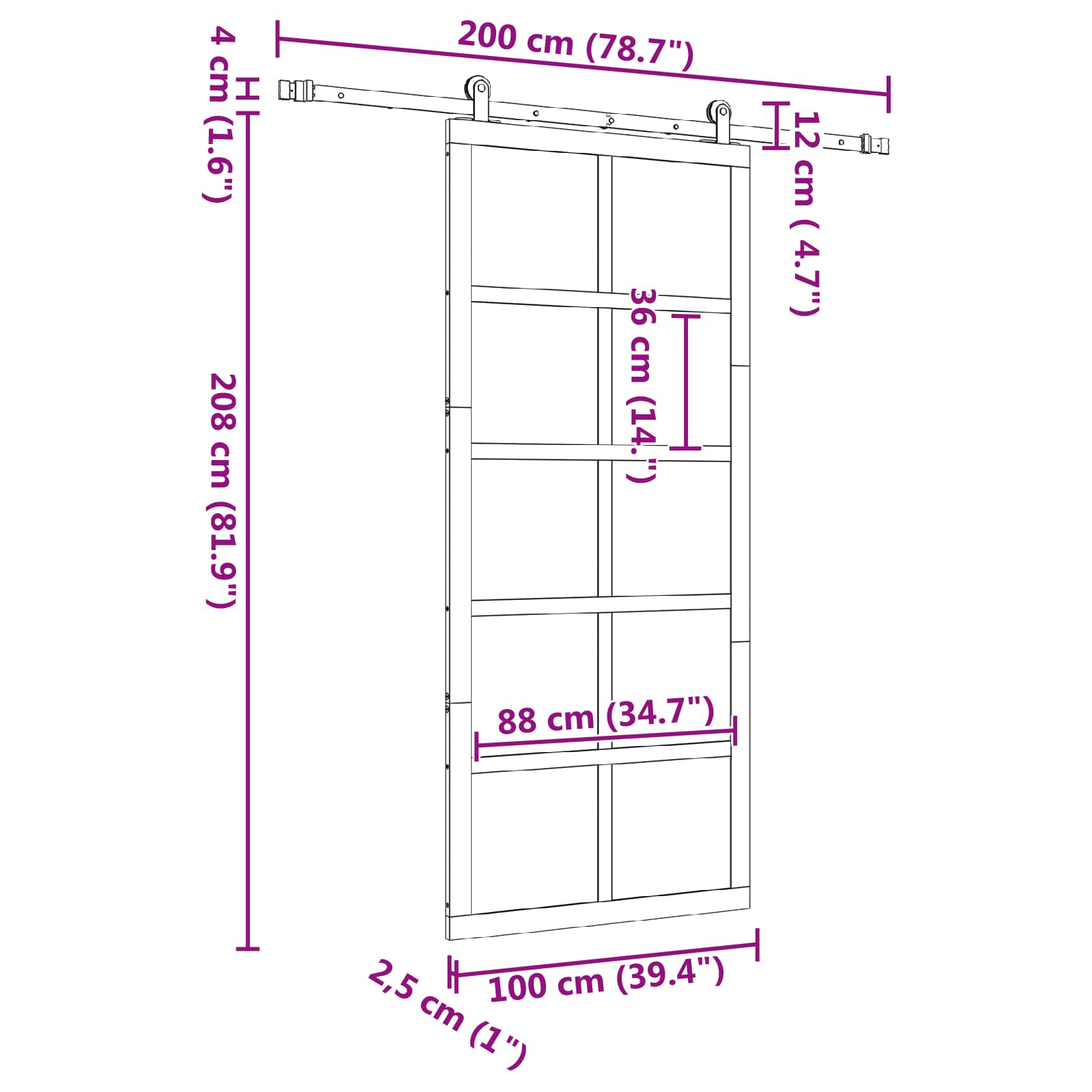 Klizna vrata Prirodna 100 x 208 cm Masivna borovina