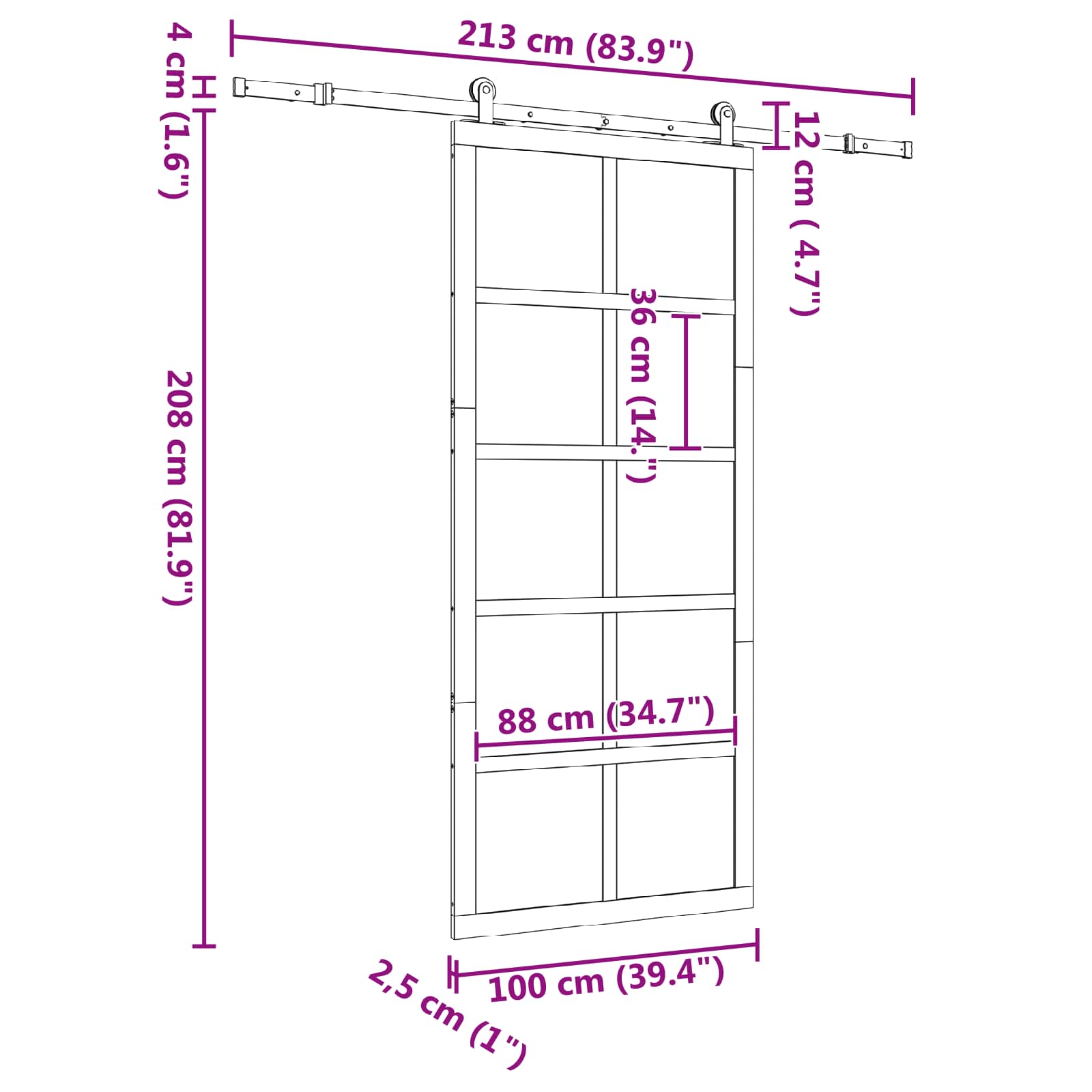 Klizna vrata Prirodna 100 x 208 cm Masivna borovina