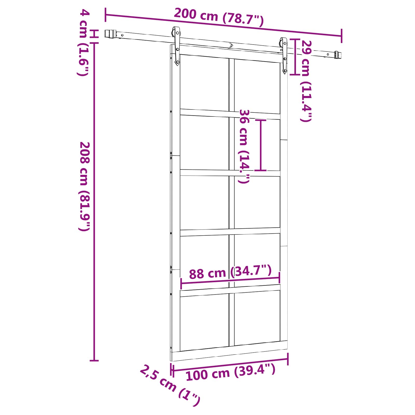 Klizna vrata Prirodna 100 x 208 cm Masivna borovina