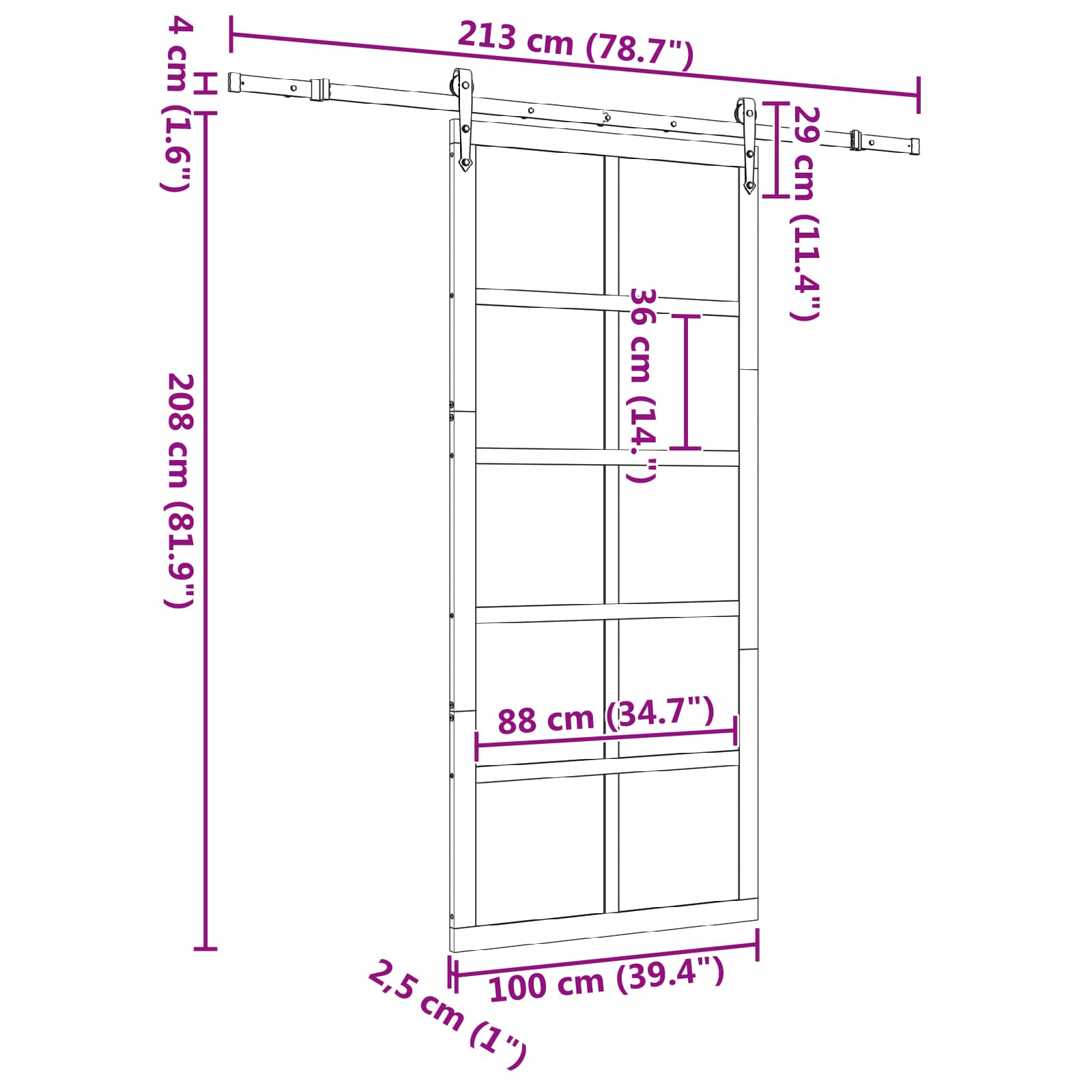 Klizna vrata Prirodna 100 x 208 cm Masivna borovina