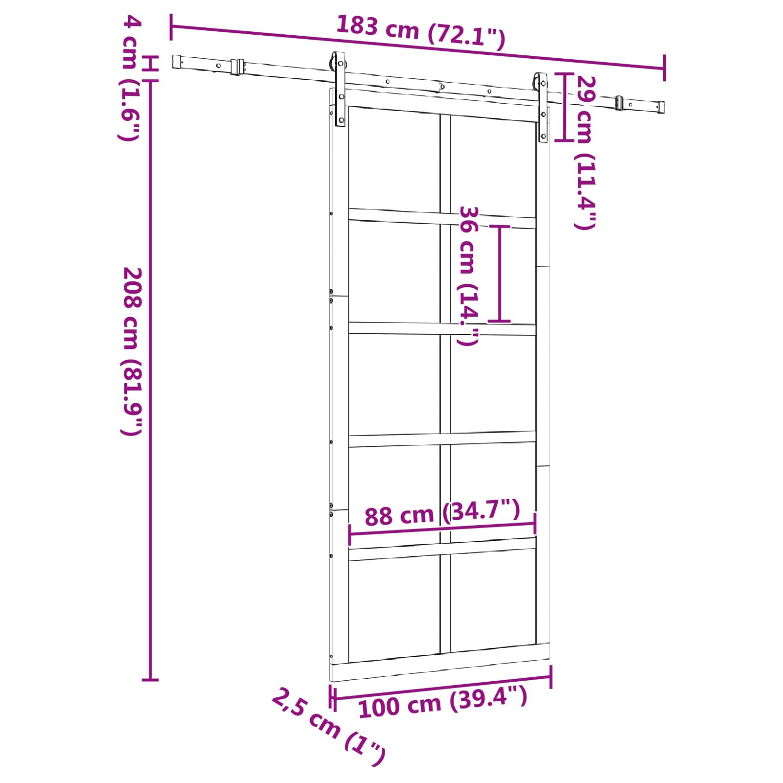 Klizna vrata Prirodna 100 x 208 cm Masivna borovina
