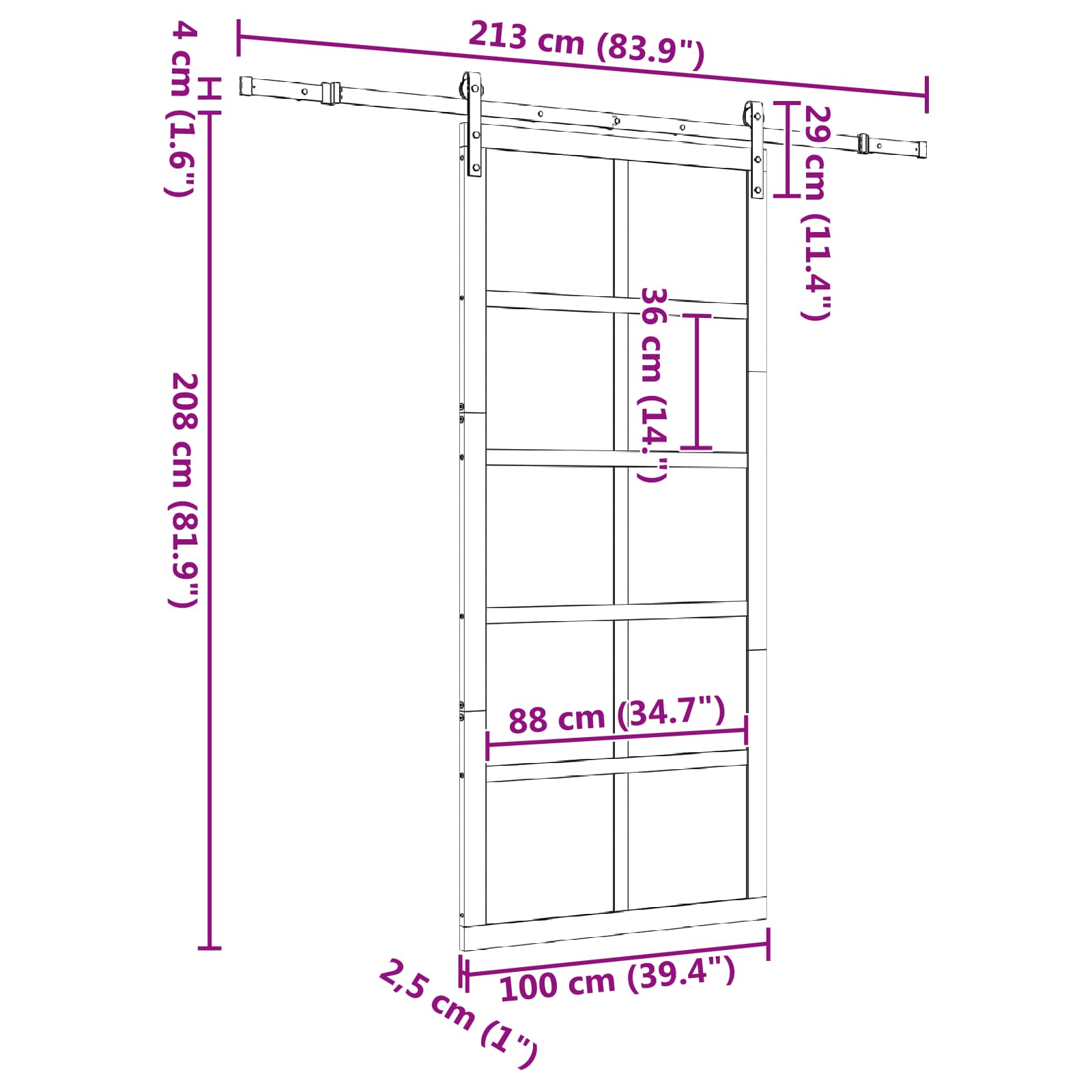 Klizna vrata Prirodna 100 x 208 cm Masivna borovina