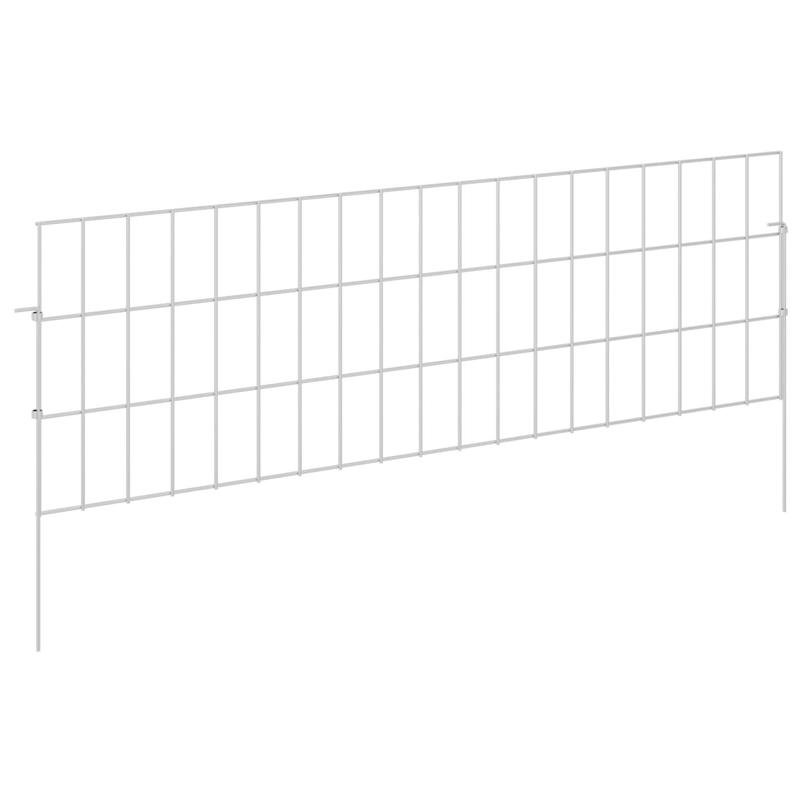 Ograda za vrt s kolčićima 48 pcs 95 x 30 cm Mesh Srebrna