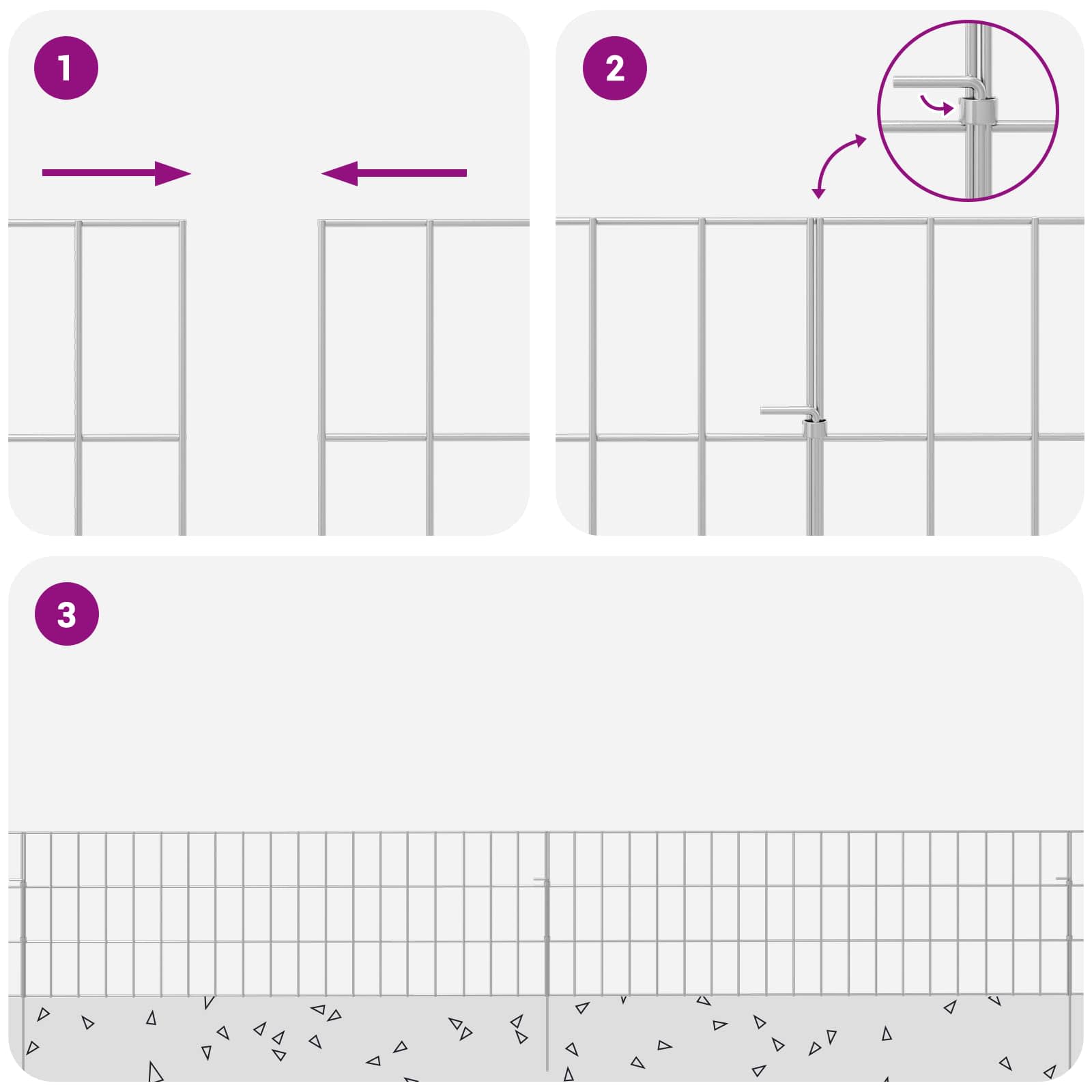 Ograda za vrt s kolčićima 48 pcs 95 x 30 cm Mesh Srebrna
