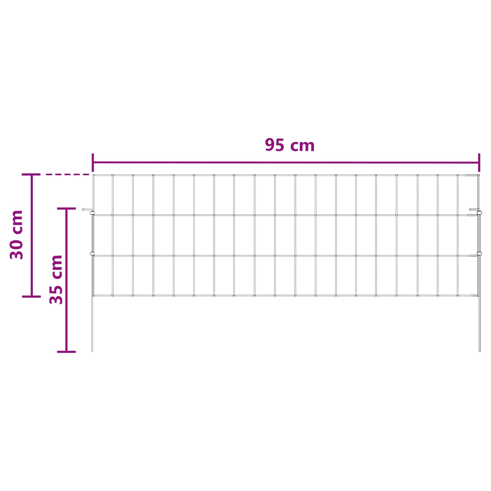 Ograda za vrt s kolčićima 48 pcs 95 x 30 cm Mesh Srebrna