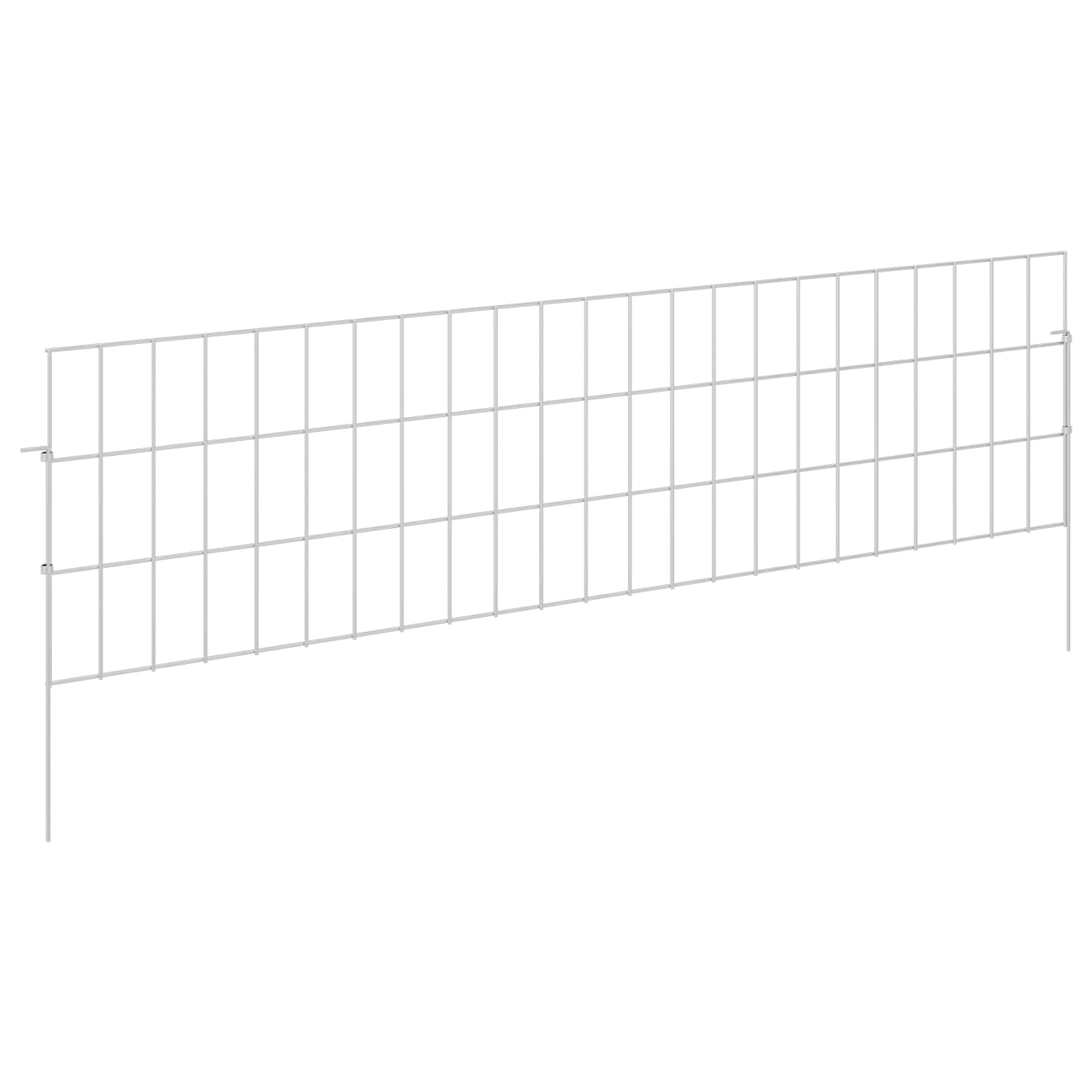 Ograda za vrt s kolčićima 48 pcs 115 x 30 cm Mesh Srebrna