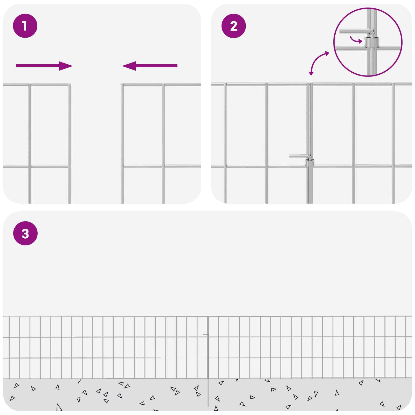 Ograda za vrt s kolčićima 48 pcs 115 x 30 cm Mesh Srebrna