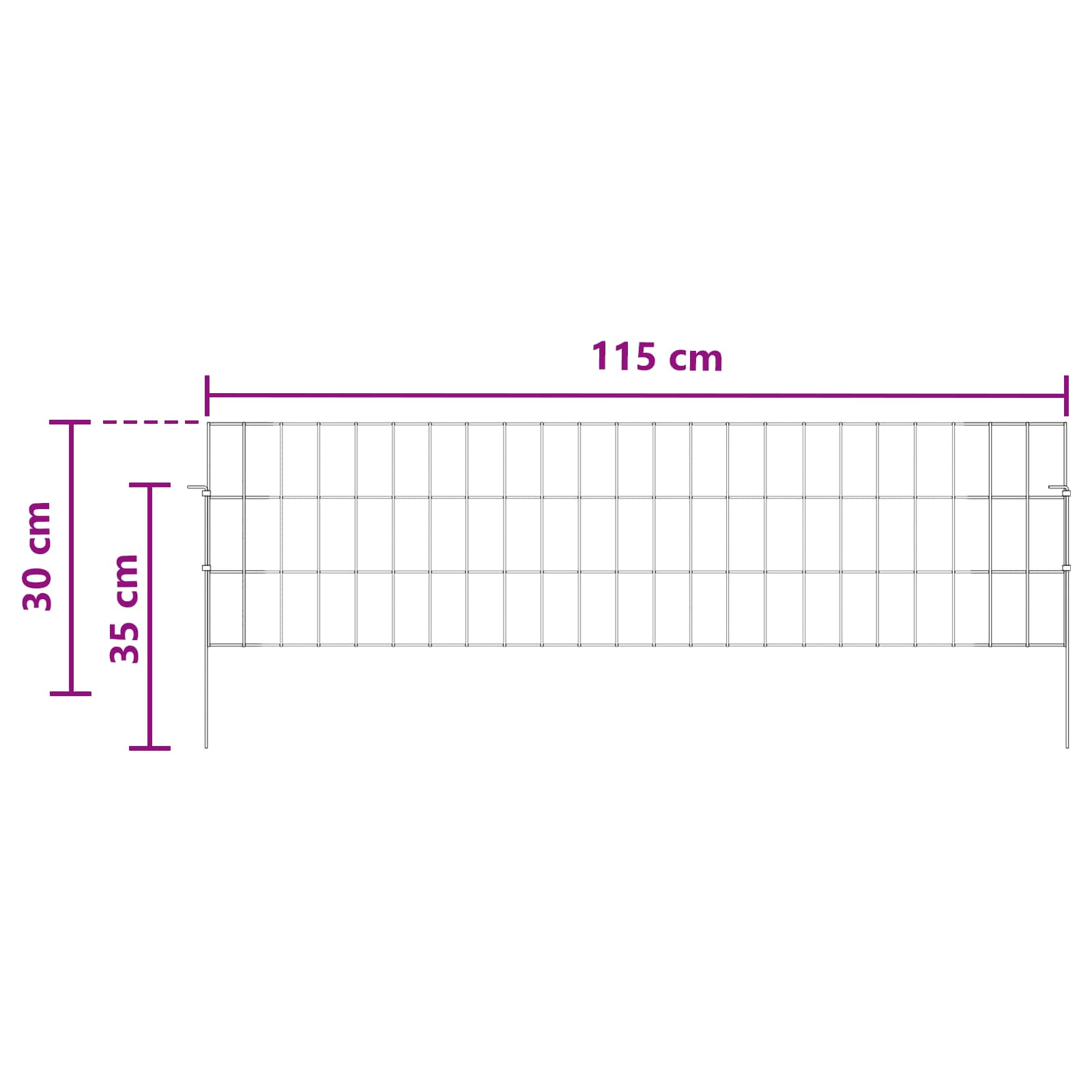 Ograda za vrt s kolčićima 48 pcs 115 x 30 cm Mesh Srebrna
