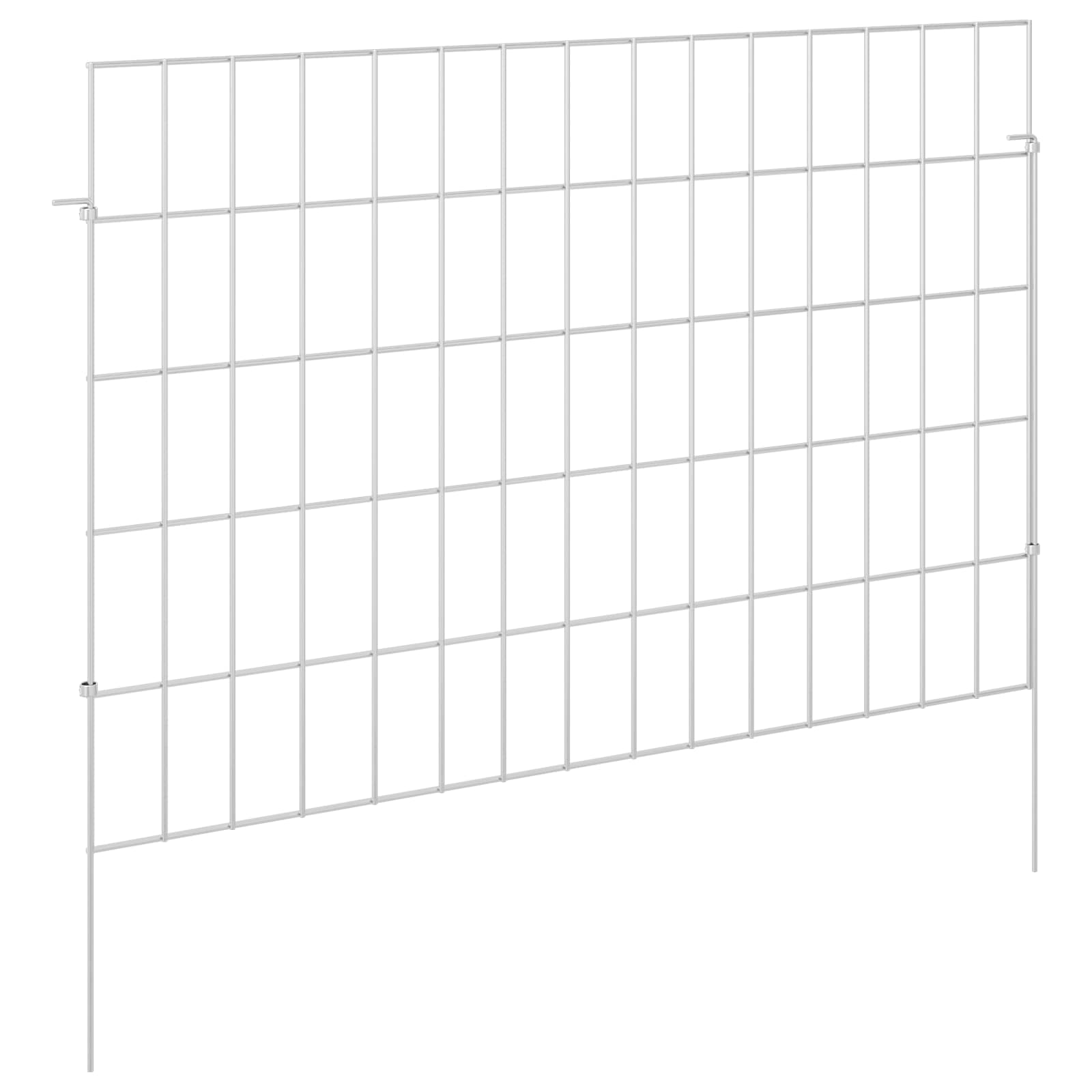 Ograda za vrt s kolčićima 48 pcs 75 x 50 cm Mesh Srebrna