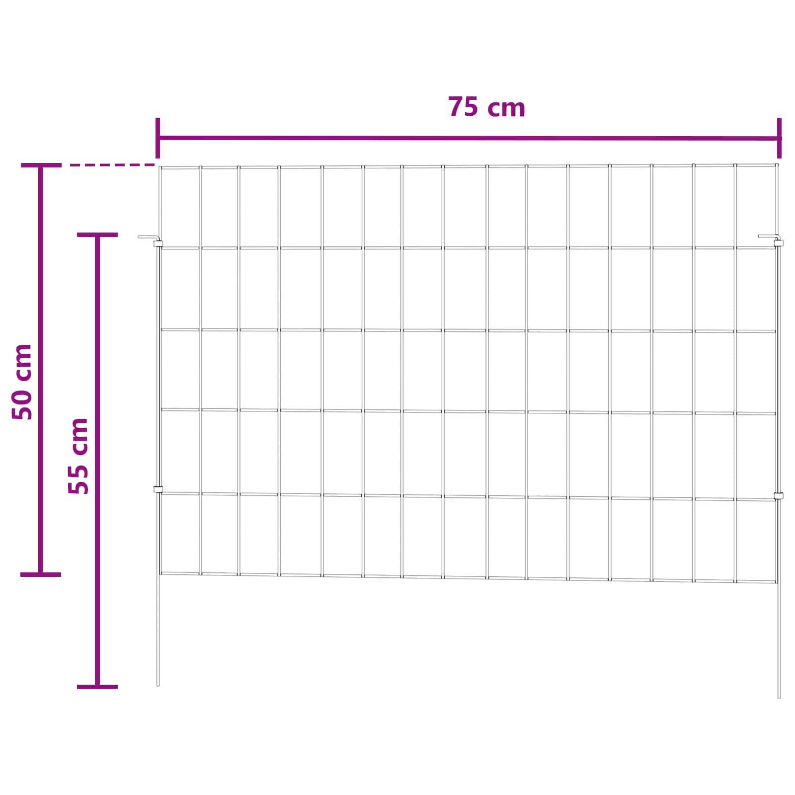 Ograda za vrt s kolčićima 48 pcs 75 x 50 cm Mesh Srebrna