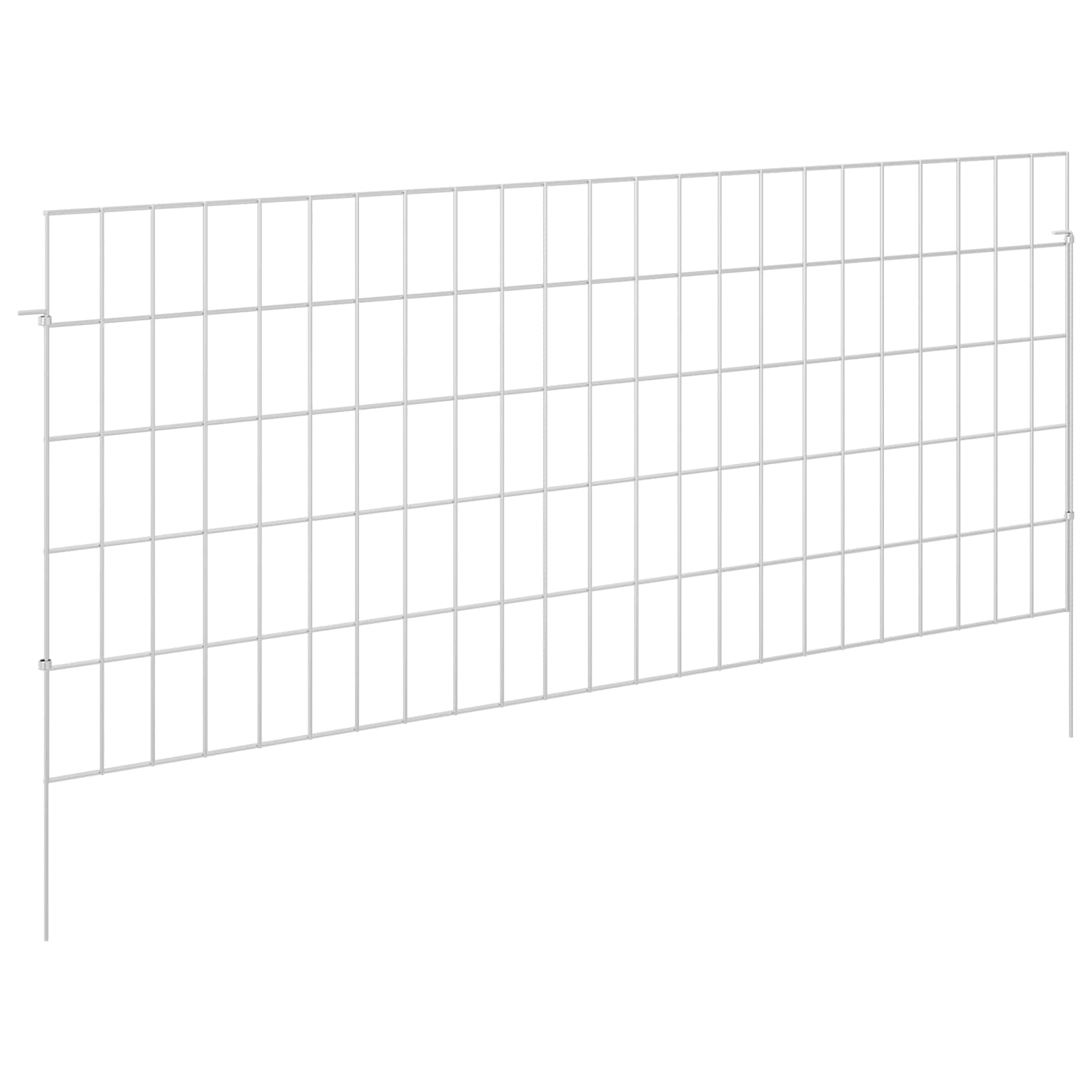 Ograda za vrt s kolčićima 48 pcs 115 x 50 cm Mesh Srebrna
