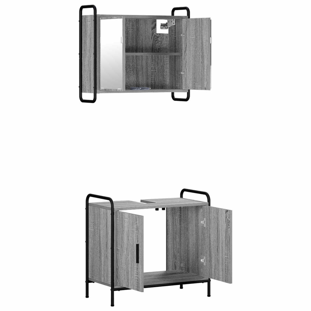 Set ormarića za kupaonicu 2 kom. Siva Sonoma 65,5 x 34 x 61 cm