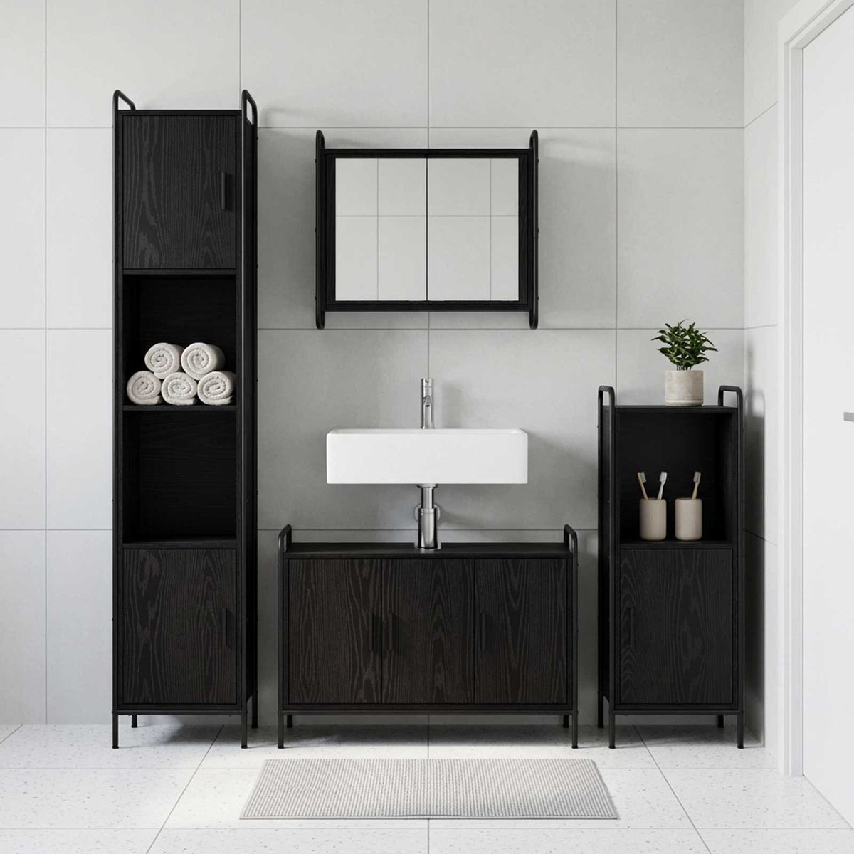 Set ormarića za kupaonicu 3 kom. Crni hrast 40 x 36 x 99,5 cm