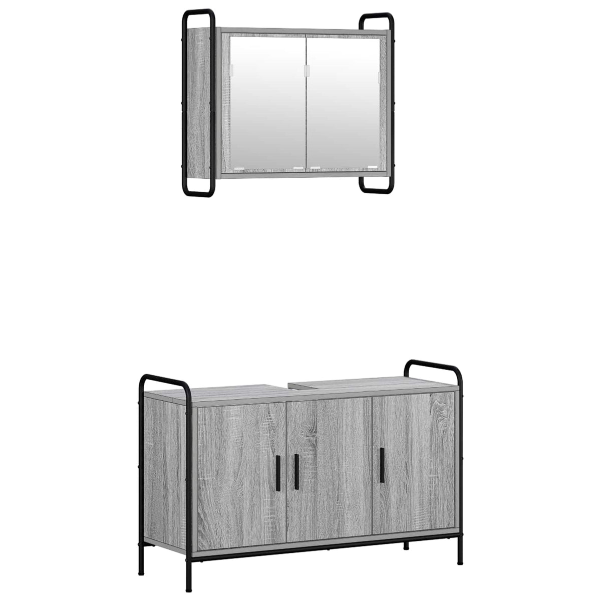 Set ormarića za kupaonicu 2 kom. Siva Sonoma 65,5 x 34 x 61 cm
