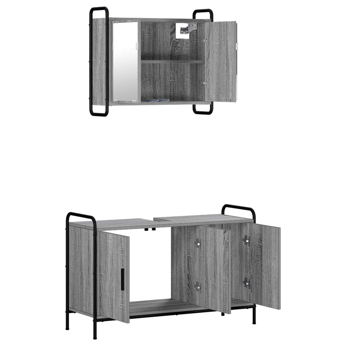 Set ormarića za kupaonicu 2 kom. Siva Sonoma 65,5 x 34 x 61 cm