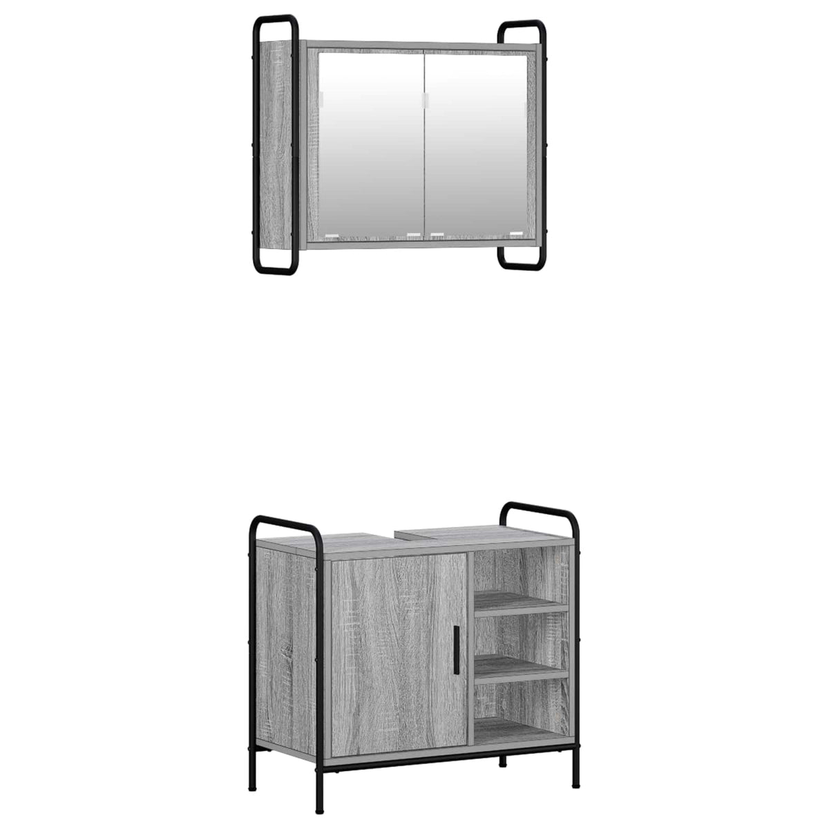 Set ormarića za kupaonicu 2 kom. Siva Sonoma 65,5 x 34 x 61 cm