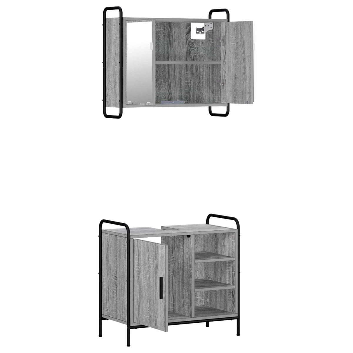 Set ormarića za kupaonicu 2 kom. Siva Sonoma 65,5 x 34 x 61 cm