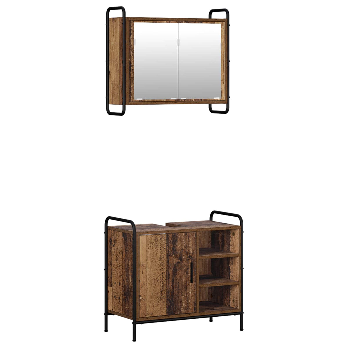 Set ormarića za kupaonicu 2 kom. Staro drvo 65,5 x 34 x 61 cm