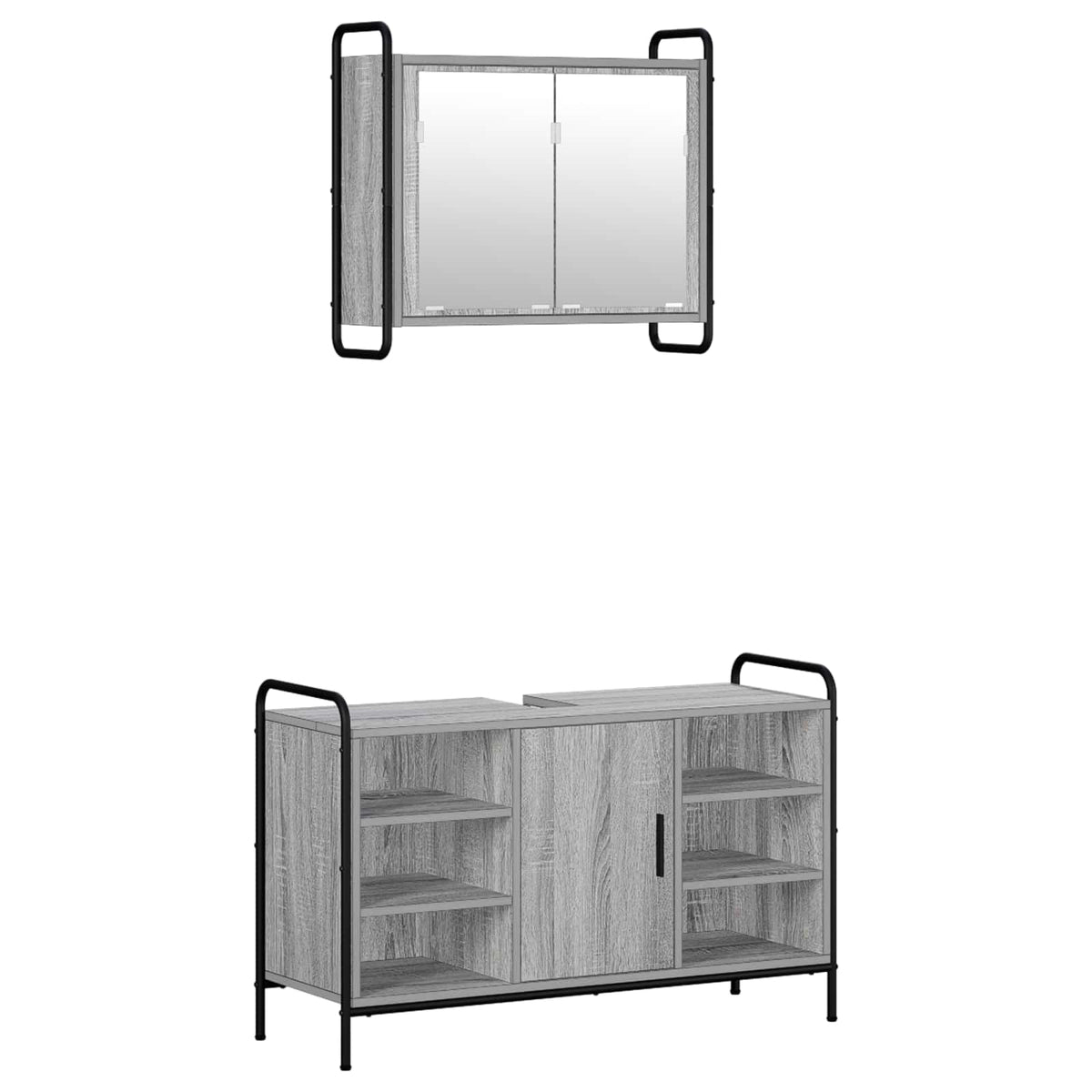 Set ormarića za kupaonicu 2 kom. Siva Sonoma 65,5 x 34 x 61 cm