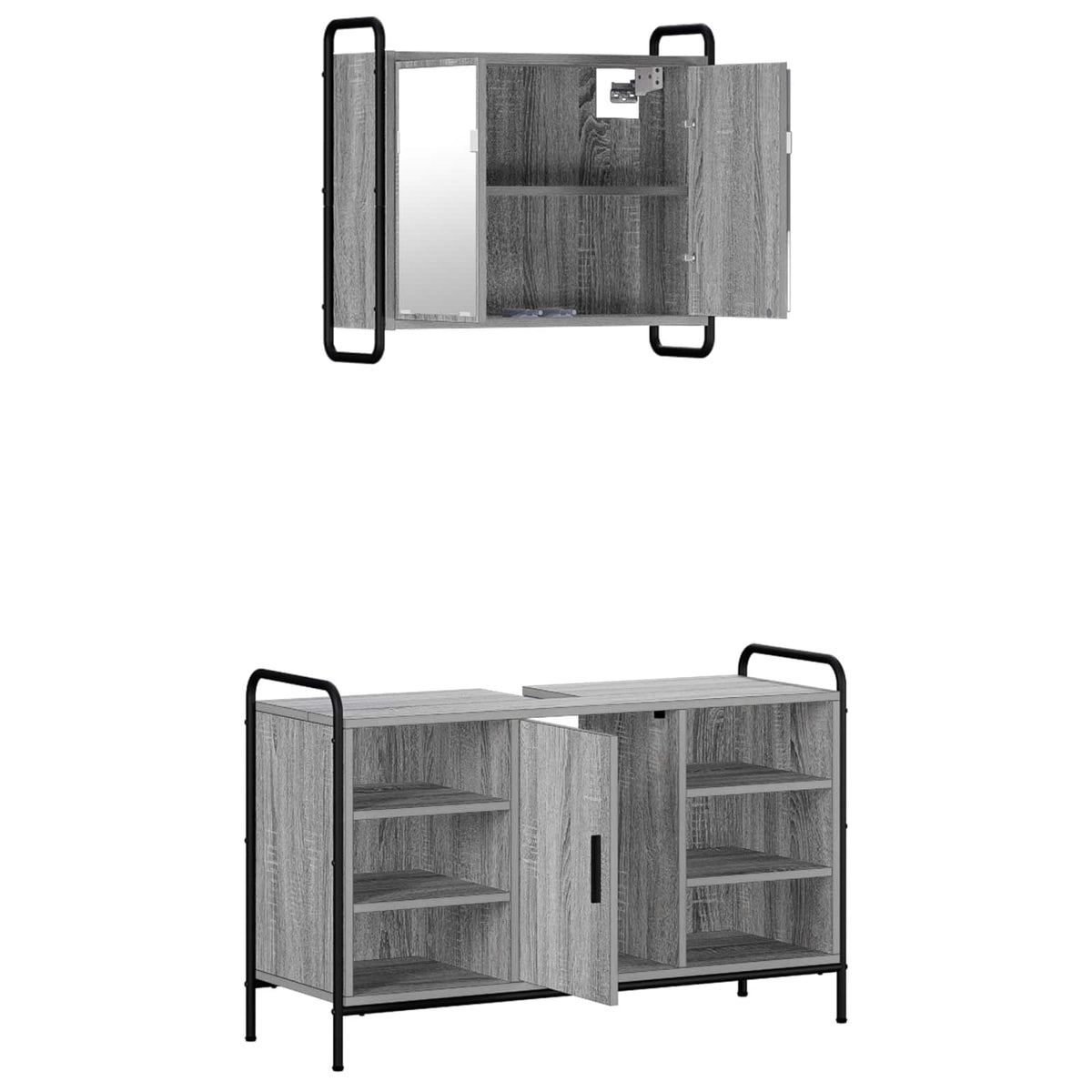 Set ormarića za kupaonicu 2 kom. Siva Sonoma 65,5 x 34 x 61 cm
