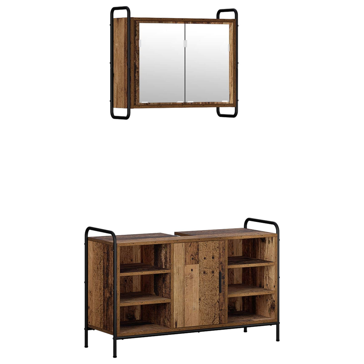 Set ormarića za kupaonicu 2 kom. Staro drvo 65,5 x 34 x 61 cm