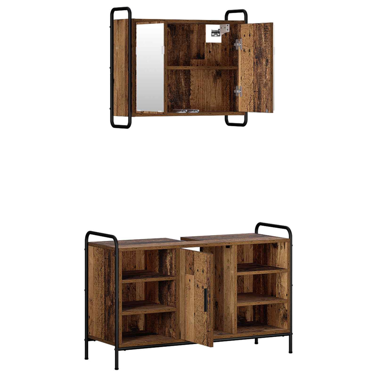 Set ormarića za kupaonicu 2 kom. Staro drvo 65,5 x 34 x 61 cm