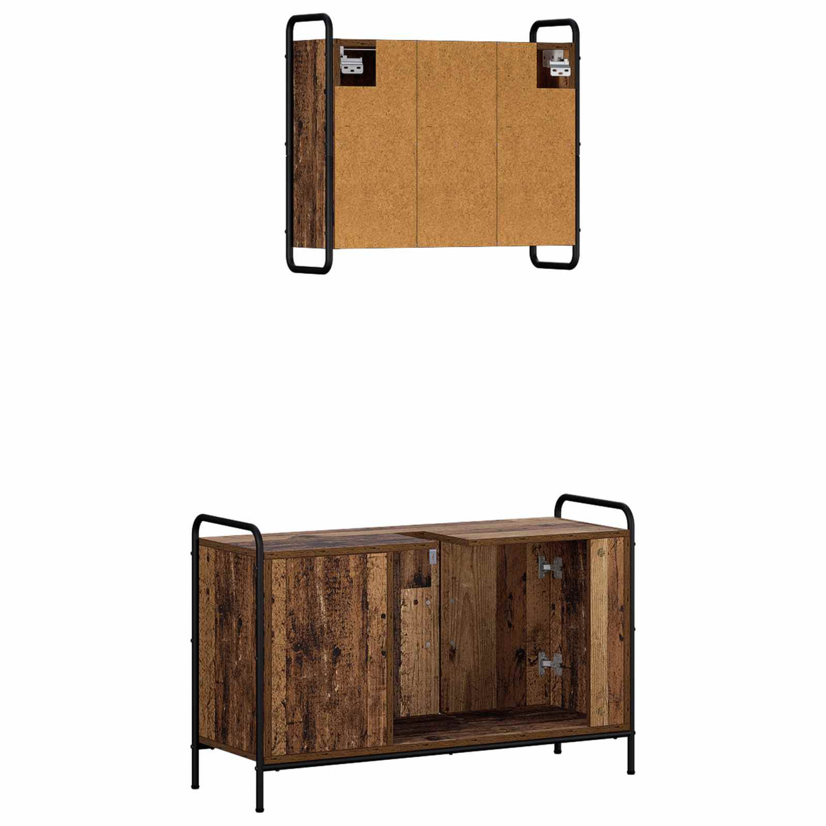 Set ormarića za kupaonicu 2 kom. Staro drvo 65,5 x 34 x 61 cm